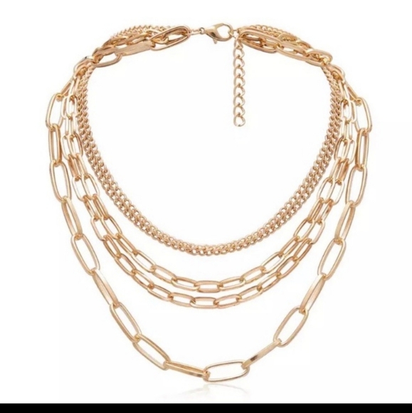 Beautiful Layered Gold Chain Punk Choker Necklace - Picture 3 of 5